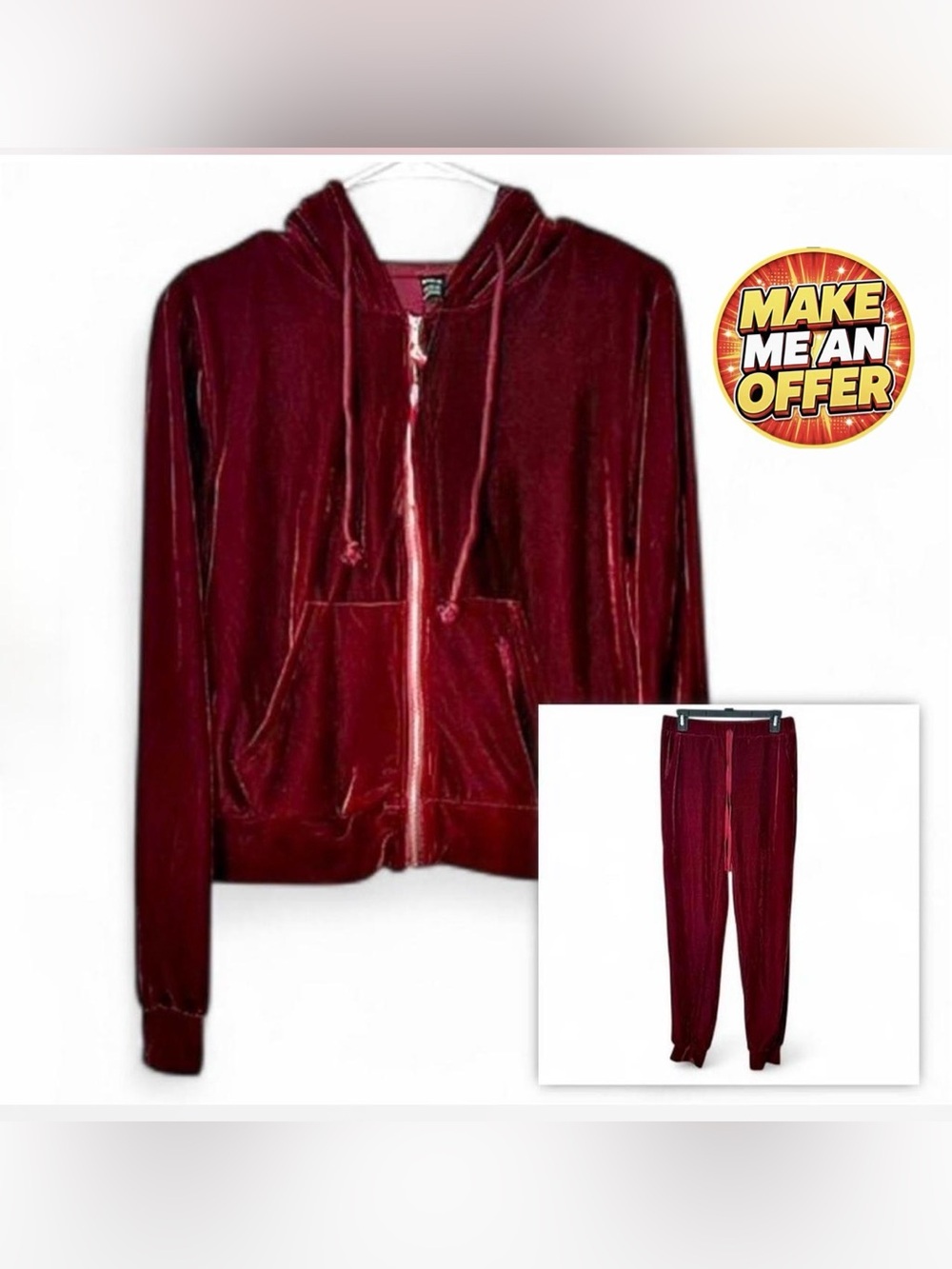 Brand New SHEIN Velour Sweatsuit in Deep Red - SZ L